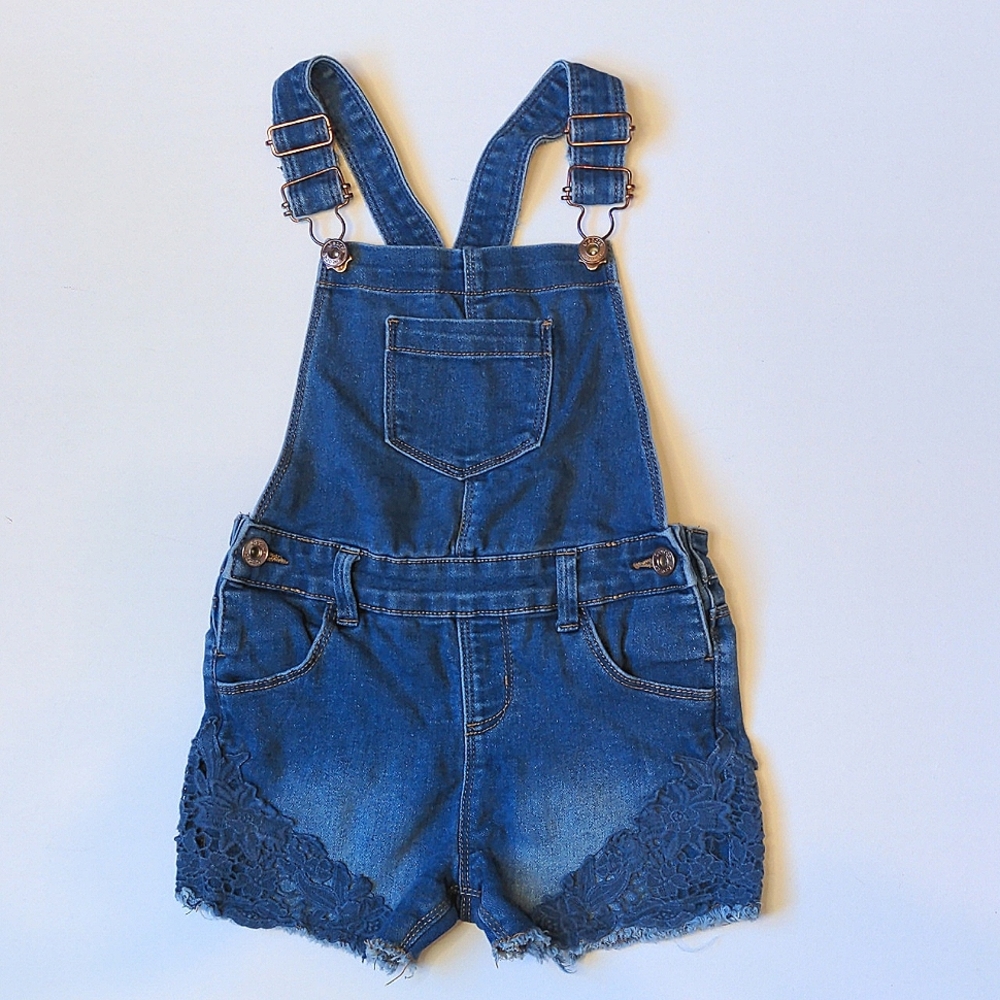 George Girls Jean Overall Shorts with Lace * Size 6